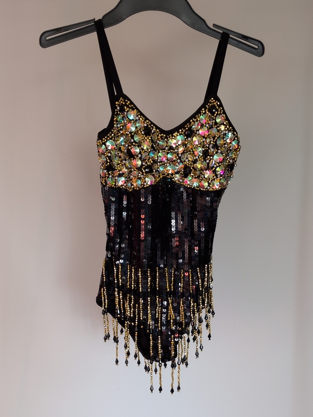 Black Sequin & Beaded Embellished Bodysuit